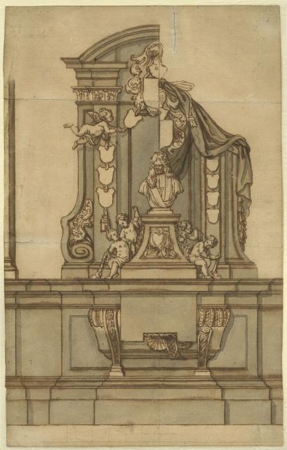 Design for the grave monument for Jacobus Franciscus van Caverson in the former Dominican church in Brussels