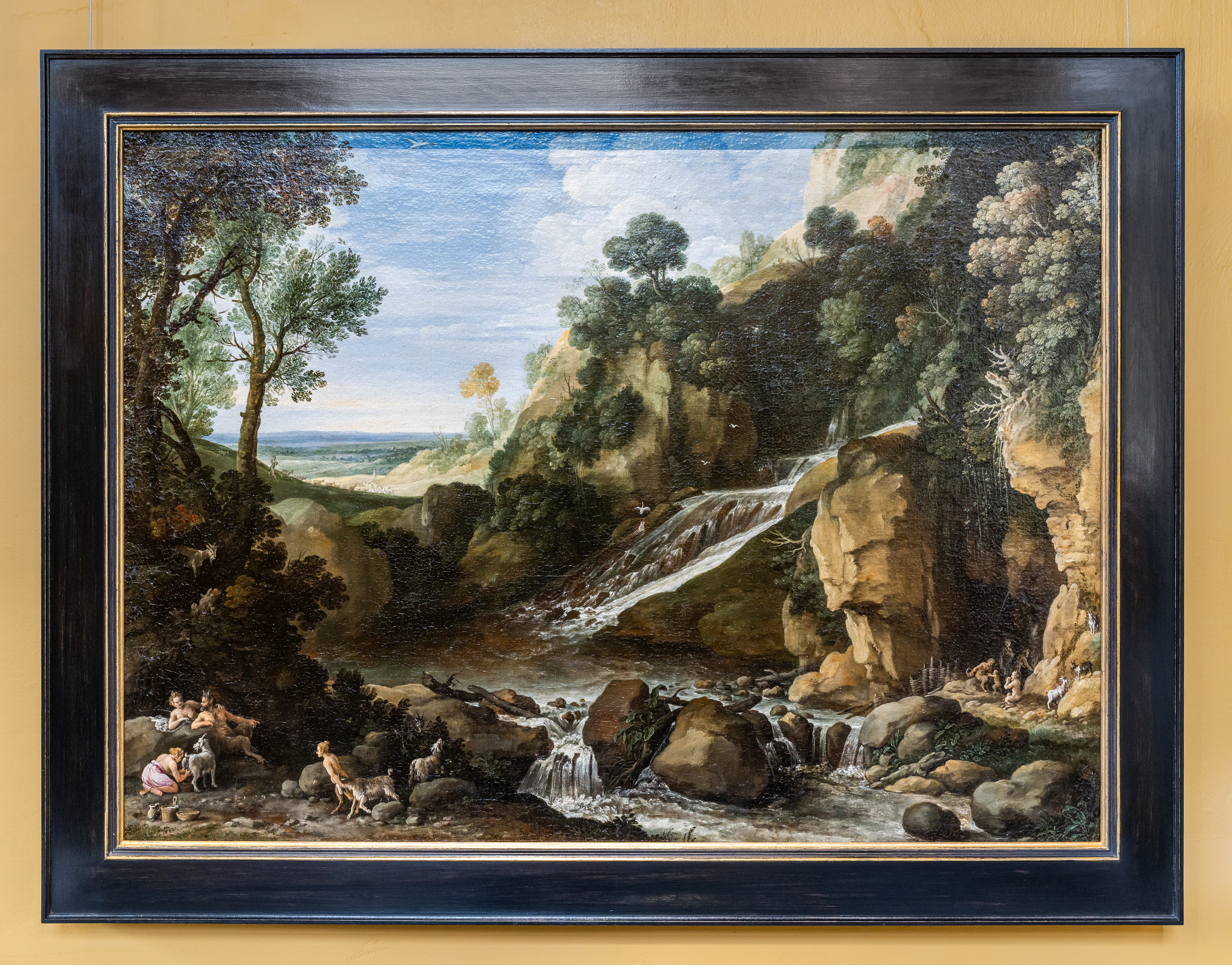 Paul Bril, Berglandschap met saters en geiten bij een waterval, ca. 1616-1619, Rubenshuis, olieverf op doek, 65 x 89 cm, publiek domein, Foto LUCID