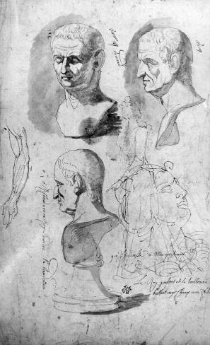 Joseph Ducq, Studies van een buste en figuurstudies, circa 1786-1829, Groeningemuseum Brugge, inv. 0000.GRO2875r.II 