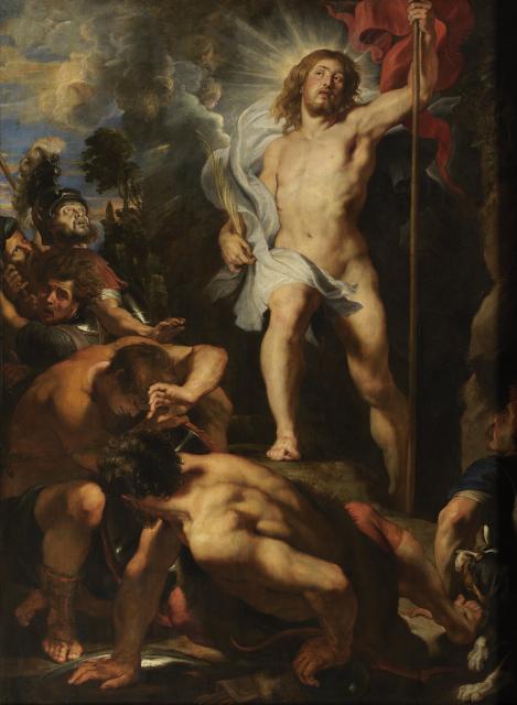 Triptych with the resurrection of Christ