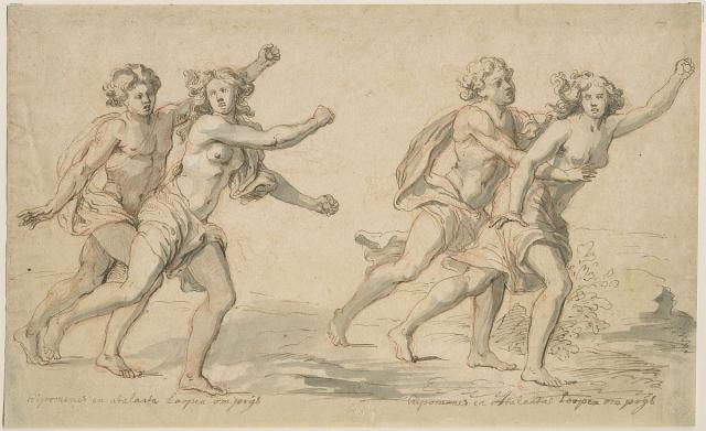 Twee figuurstudies van Atalanta en Hippomenes