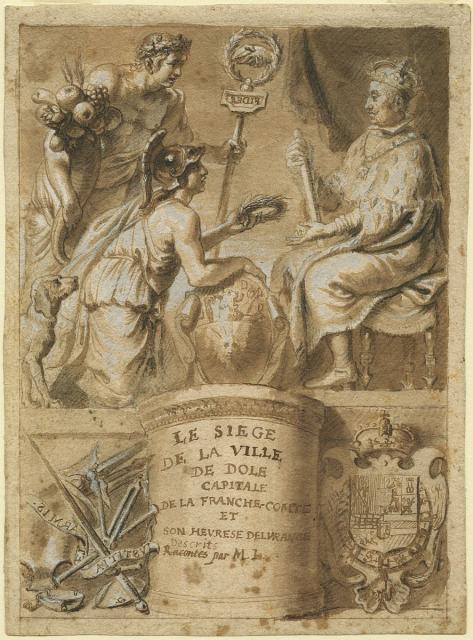 Titelblad voor 'Jean Boyvin, Le siege de la ville de Dole, Balthasar I Moretus, 1638'