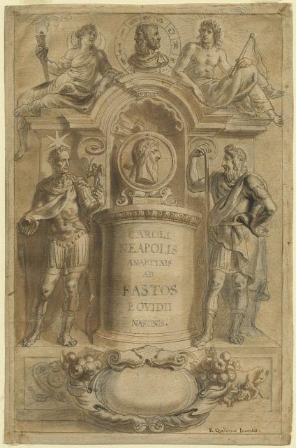 Titelblad voor 'Carolus Neapolis, Anaptyxis ad fastos P. Ovidii Nasonis, Balthasar I Moretus, 1639'
