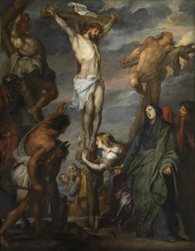 Christ on the Cross between the two thieves