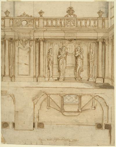 Design for a confessional, pannelling and balustrade