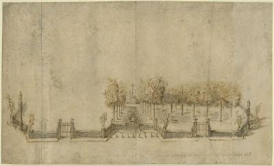 Perspective drawing of the Cemetery of Our Lady (Green Cemetery)