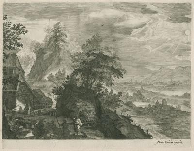 Landscape with a village and a river