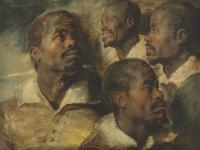 Peter Paul Rubens, Vier studies van het hoofd van een Afrikaanse man, olieverf op doek, 51 x 66 cm, KMSKB